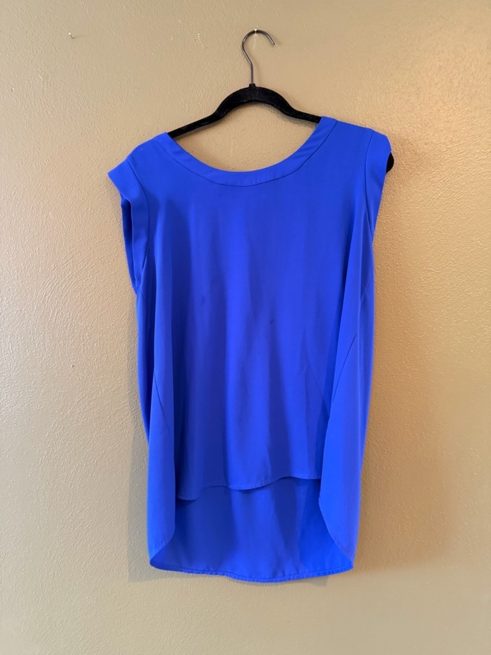 Pleione Royal Blue Pleated Cap Sleeve Blouse